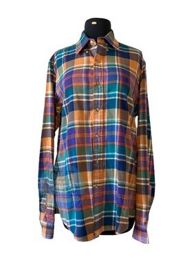 vtg Ralph Lauren • Orange Plaid Brushed Flannel Shirt